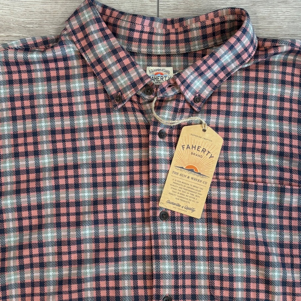 Faherty Coastline Knit Shirt Mens 3XLT Plaid Button Down New Preppy Casual